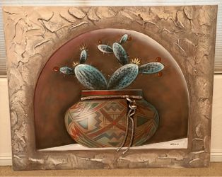 Desert Cactus Canvas Textured Art