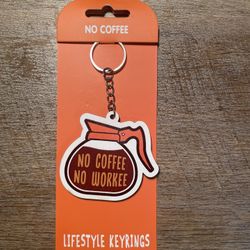 No Coffee No Workee Wood Keychain 