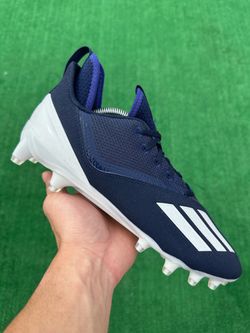 ADIDAS ADIZERO SCORCH “COLLEGIATE NAVY / WHITE” FOOTBALL CLEATS (Sizes 10.5 and 11, Men’s Available)