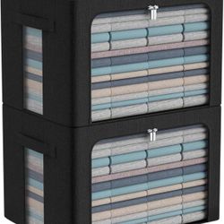 Set of 2 Extra Large Clothes Storage Bins Box - Linen Fabric Foldable Stackable Container Organizer - Brand New in Box