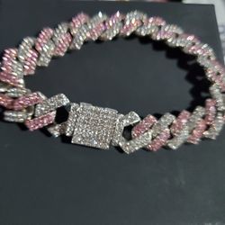 Pink And White Cuban Bracelet 