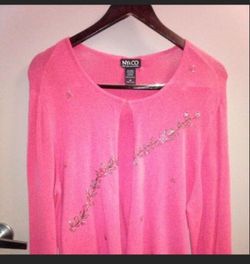 NY&Co Pink Cardigan with Beaded Detail