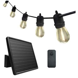  Solar LED Outdoor 35ft 15 Socket String Light 33ft Edison 