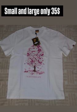 Pink and white cherry blossom tree bape shirt size large