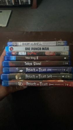 Anime collection.. attack on titan season 1-3 Tokyo ghoul seasons 1-2. Ghost in a shell Akira and one punch man