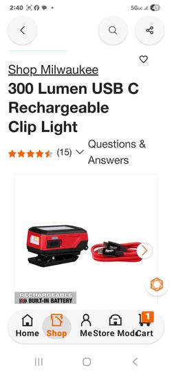 300 Lumen USB C Rechargeable Clip Light