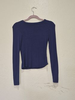 Streetwear Society Women’s XS Navy Blue Ribbed Long Sleeve Fitted Top