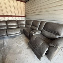MUST TO GO | USED COSTCO WILDER LEATHER POWER RECLINING SECTIONAL SOFA GRAY