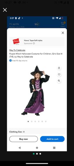 Girls Size 6 Witch Costume Brand New With Hat And Dress