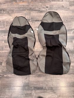 Black and gray car seat covers protector fabric universal fit 2 front pcs $20 or back bench $25 or full set $35 Cubre asientos para carro tela protect