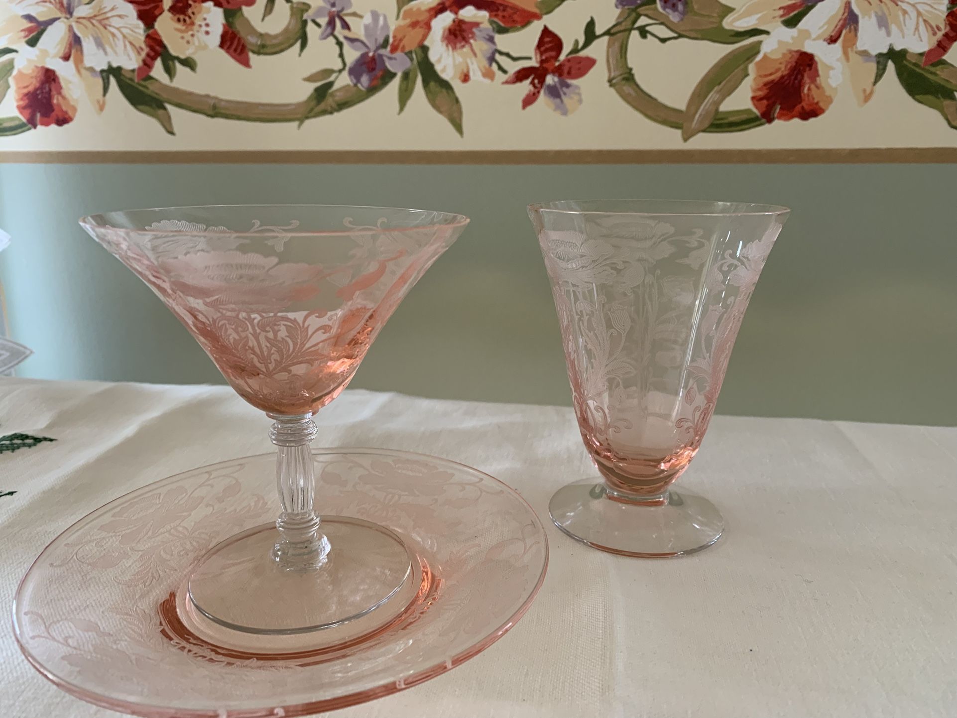 Vintage Pink Depression Ware Tea Time Set