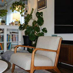 Carson Carrington Mid-Century Lounge Chair - Natural Wood Frame, Taupe (Pair Available)