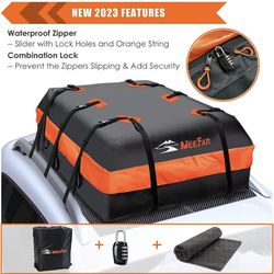 MeeFar Car Roof Bag XBEEK Rooftop top Cargo Carrier Bag 20 Cubic feet Waterproof for All Cars with/Without Rack, Includes Anti-Slip Mat, 10 Reinforced