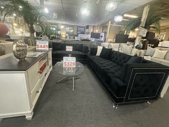 Brand new gray or black velvet sofa and loveseat