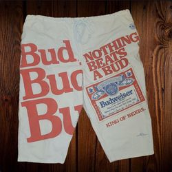 Vintage 90’s Bud Budweiser Sweet Sacks Linebacker Beach Shorts 1991 Drawstring