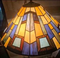 Robert Louis Tiffany Style 21” Stained Glass Swag Lamp ✨