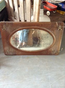 Oak hall tree mirror