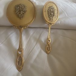 Antique Hair Brush And Mirror