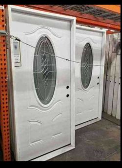 White  Entry Door with Oval Glass Insert