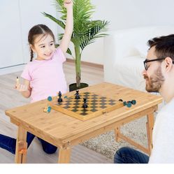 Large Size Laptop Tray Desk Nnewvanet 25.6x17.7in Bamboo Floor Desk Low Table Bed Tray Table,Foldable Adjustable Study Writing Gaming Breakfast Servin