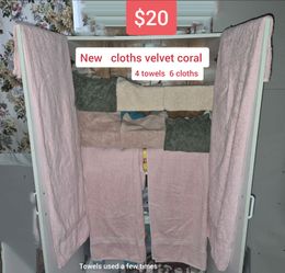 4 towels 6 cloths velvet coral