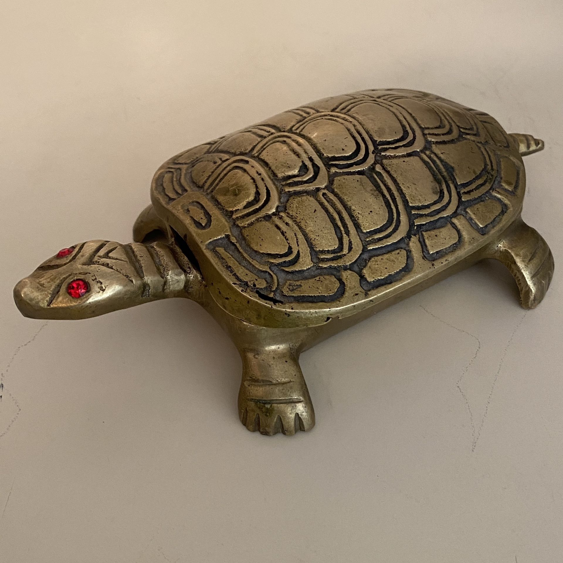 Vintage Brass Turtle Hinged Trinket Box