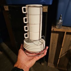 Expresso Cups, Saucers And Holder