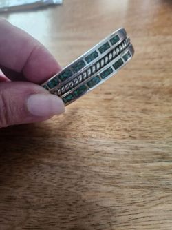 Vintage 925 Crushed Turquoise Inlay Bracelet