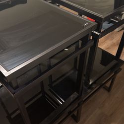 Black Smoked Glass Coffee Table w/ Matching End Tables 