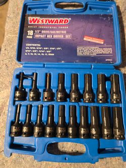 Westward IMPACT hex driver set 1/2"/SAE/METRIC