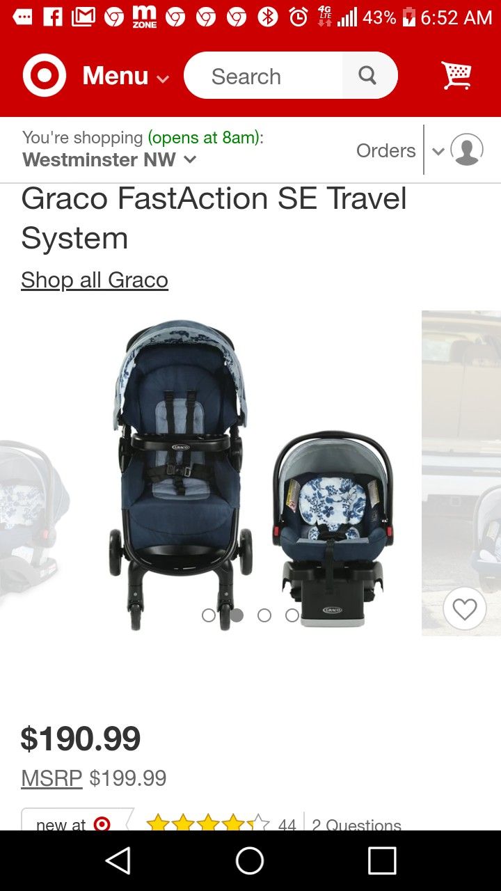 Graco Collapsible Stroller With Integrated Infant Car Seat