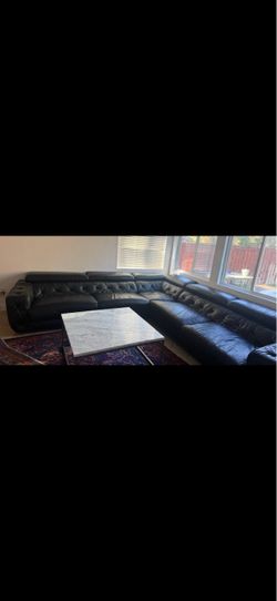 Black Leather Sectional Sofa