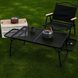 [NEW] Low-Profile Foldable Metal Mesh Grill Camping Table