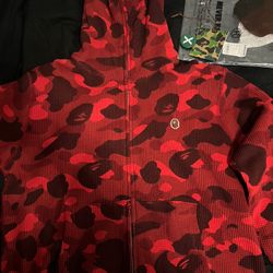 Red Bape Camo Hoodie Full Zip 