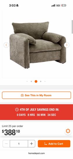 Matcha Green Morden and Stylish Oversized Chenille Armchair for Living Room or Bedroom