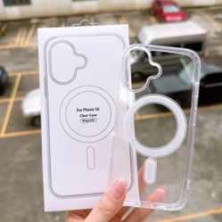 Clear Magnetic Case iPhone 16 / iPhone 16 Pro With Packaging Box Clear Acrylic Shockproof Mobile Phone Case