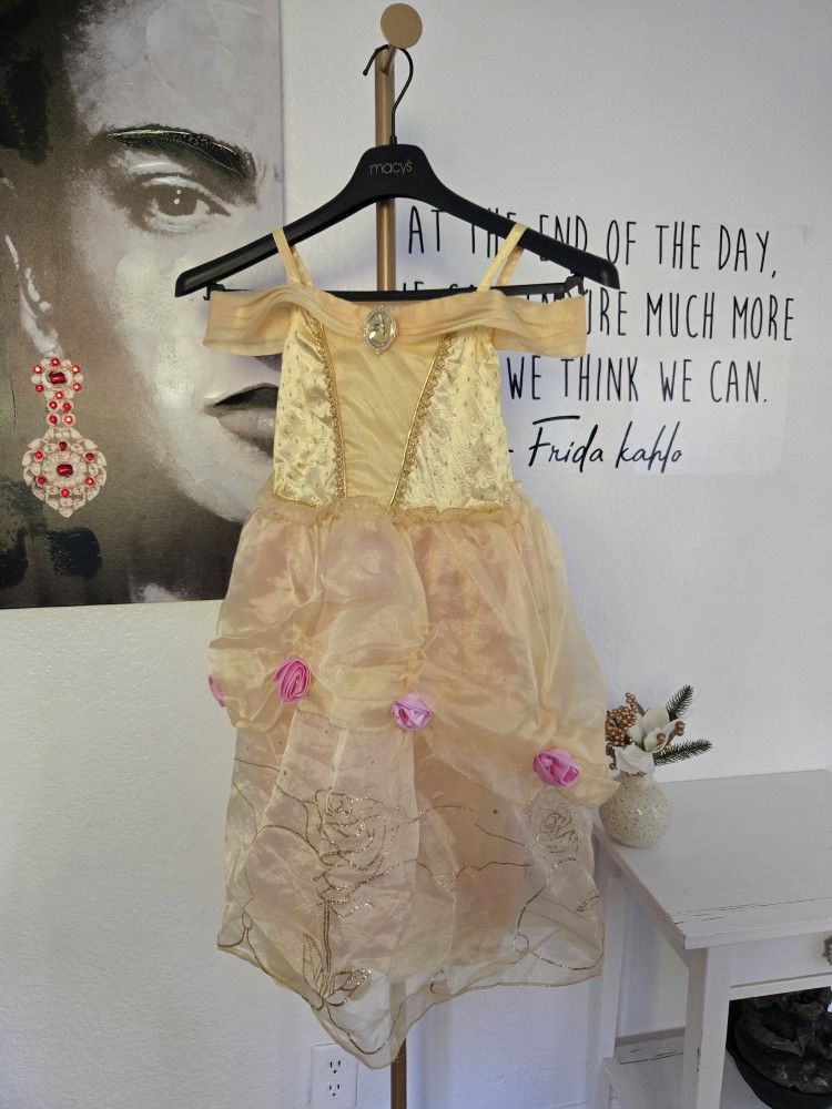 Disney Store Belle Beauty And The Beast Gold and Pink Princess Costume for Kids 