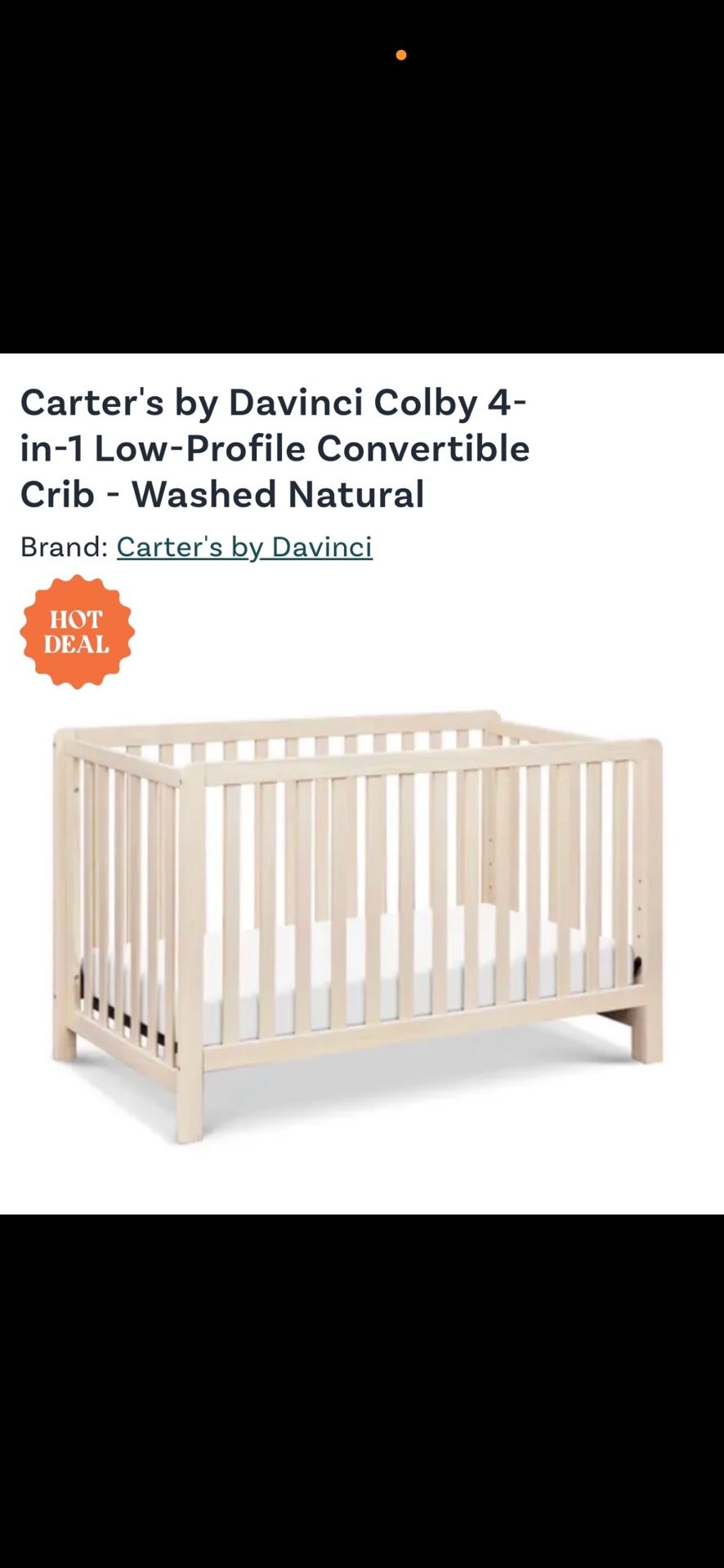 Carter's By DaVinci Colby 4-in-1 Low-Profile Convertible Crib in Washed Natural Baby Crib