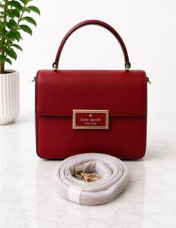 Kate Spade New York Red Solid Rectangle Crossbody, Gold Hardware Magnetic