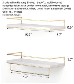 White Floating Shelves - Set of 2, Wall Mounted Hanging Shelves