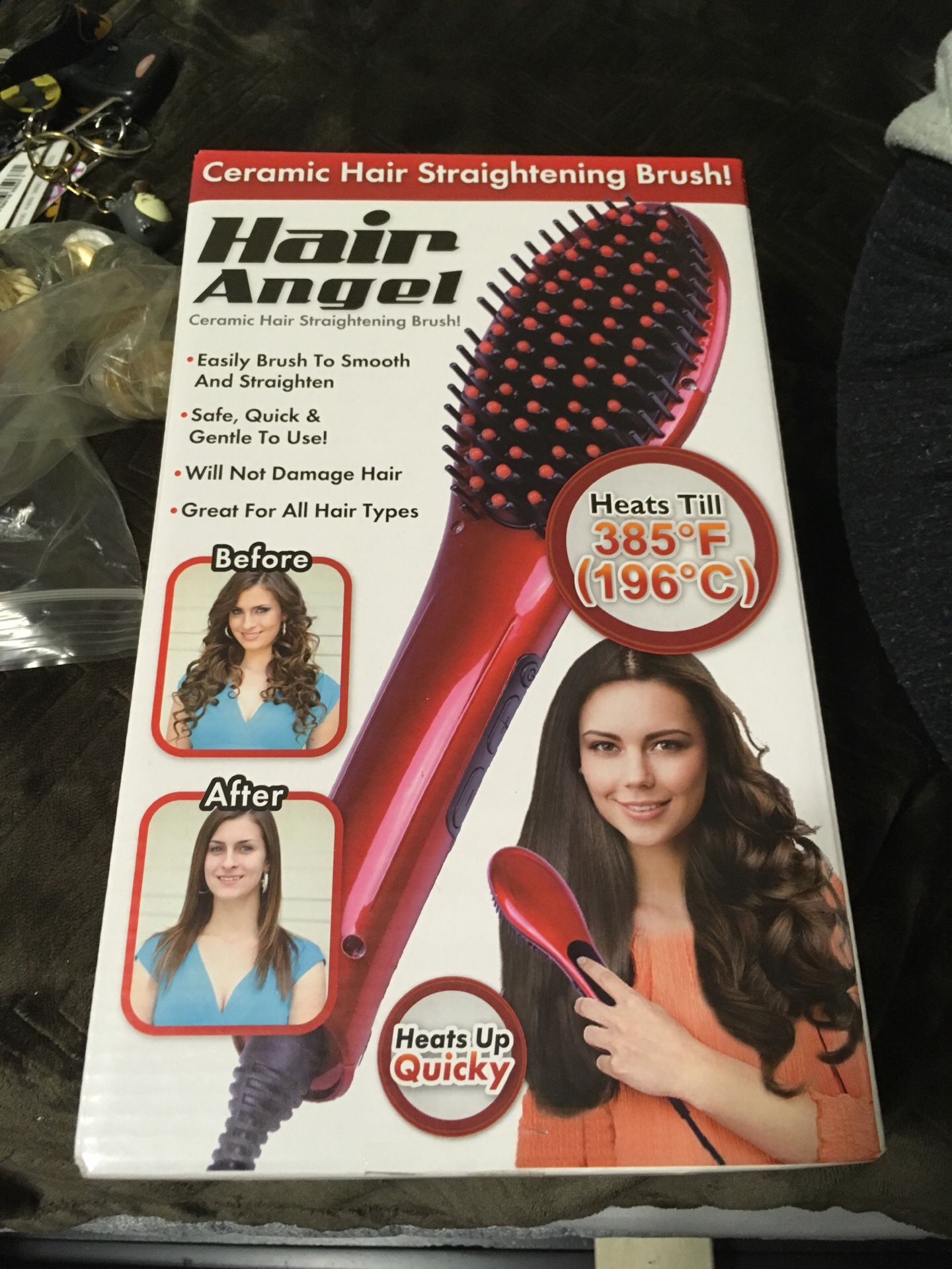Hair Angel hair brush straightener NEW NEVER OPENED