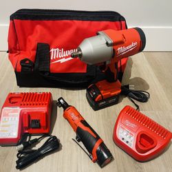 M12/M18 12/18V Lithium-Ion Cordless 3/8 in. Ratchet & 1/2 in. Impact Wrench Combo Kit
