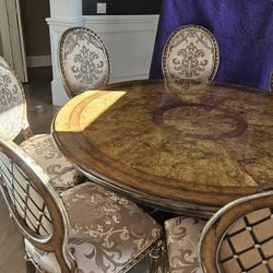 Marge Carson Vouvray Round Dining Table ~70in Plus 8 Chairs 