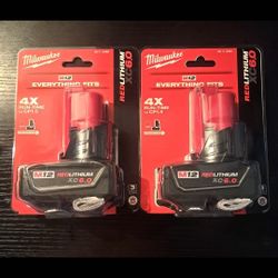 2 pcs milwaukee 48-11-2460 m12 redlithium xc 6.0 extended capacity battery pack lot