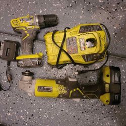 Ryobi drill and angle grinder