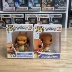 2 BITTY Pokemon 1" Funko Pops Charizard #843 & Charmander #455 Fire Pop Pokémon