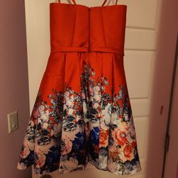 Red Floral Homecoming Dress 