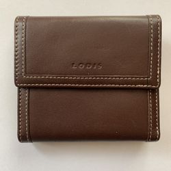 Small LODIS Brown Leather Trifold Wallet 