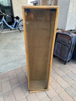 Tall Wood and Glass Display Cabinet