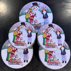 🚨Bargain:⛄️Set of 5 Christmas Round Tin Containers with Lids (brand new)